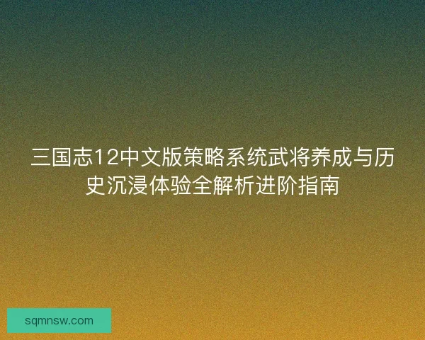 三国志12中文版策略系统武将养成与历史沉浸体验全解析进阶指南 三国志12中文版策略系统武将养成与历史沉浸体验全解析进阶指南