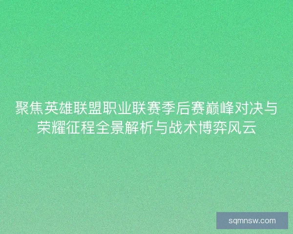聚焦英雄联盟职业联赛季后赛巅峰对决与荣耀征程全景解析与战术博弈风云