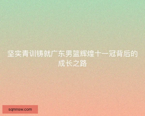 坚实青训铸就广东男篮辉煌十一冠背后的成长之路