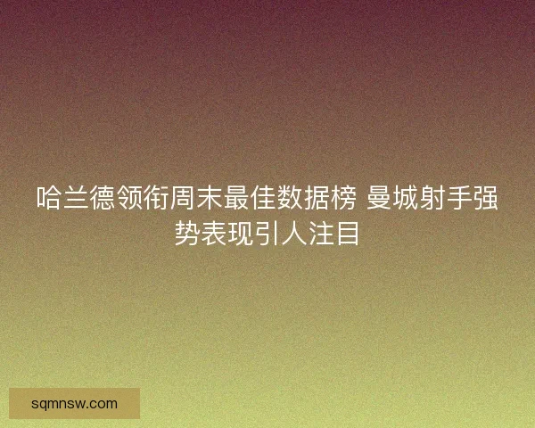 哈兰德领衔周末最佳数据榜 曼城射手强势表现引人注目