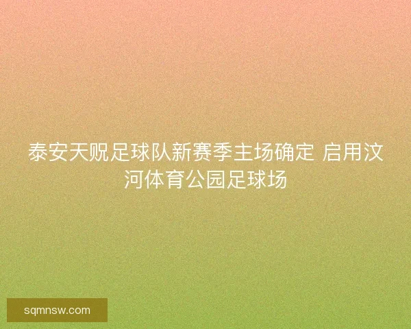 泰安天贶足球队新赛季主场确定 启用汶河体育公园足球场